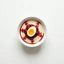 Grießflammeri/Grießpudding, mit Ei und Kirschsauce