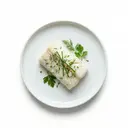 Kabeljaufilet gedünstet (mit Fett und Salz)
