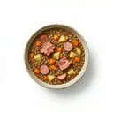 Linsensuppe mit Gemüse und gepökeltem Schweinefleisch
