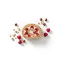 Nussbiskuitrolle/Nussbiskuitroulade, mit Himbeeren und Sahne