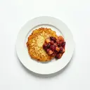 Reispfannkuchen gebraten, mit Kompott