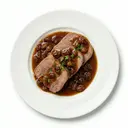 Rinderzunge gekocht, mit Rosinensauce