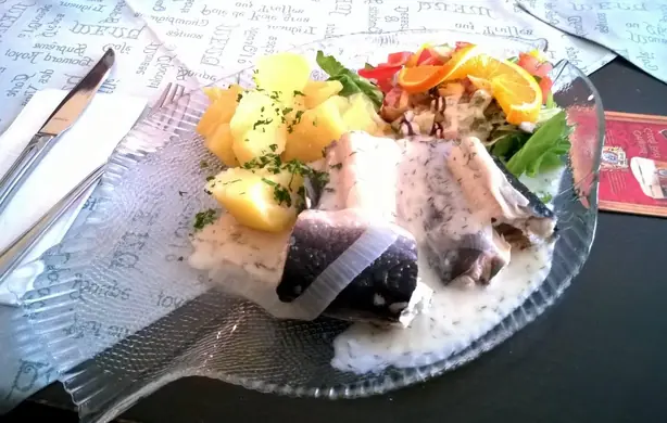 Foto von Aal grün in Spreewaldsauce – fertig angerichtet