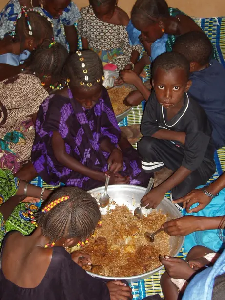 Foto von Benachin (Gambischer Jollof-Reis) – fertig angerichtet