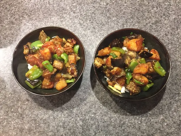 Foto von Di San Xian (Die drei Schätze der Erde) – fertig angerichtet