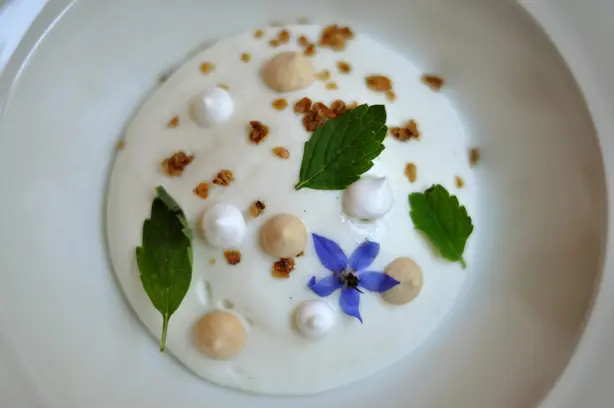 Foto von Dänischer Ymer (Traditionelles Sauermilchprodukt) – fertig angerichtet