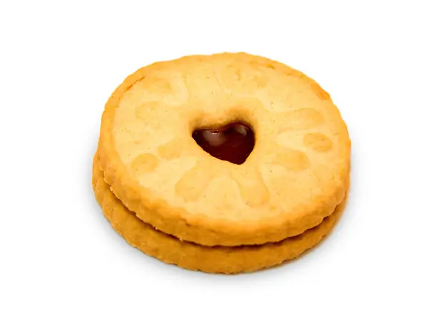 Foto von Selbstgemachte Jammie Dodgers – Britische Mürbeteigkekse mit Herz – fertig angerichtet