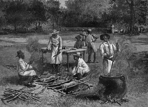 Foto von Traditionelles Erdofen-Barbecue (Pit BBQ) – fertig angerichtet